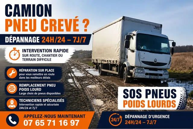 Réparation et montage camion pneu crevé - SOS Pneus Poids Lourds