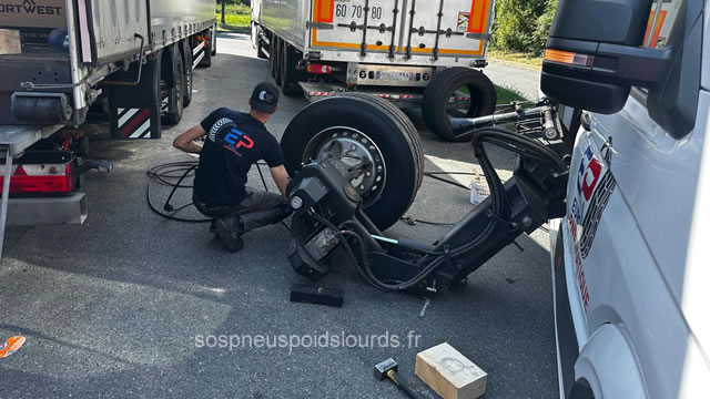 Dépannage de pneus poids lourds 24h/24 et 7j/7